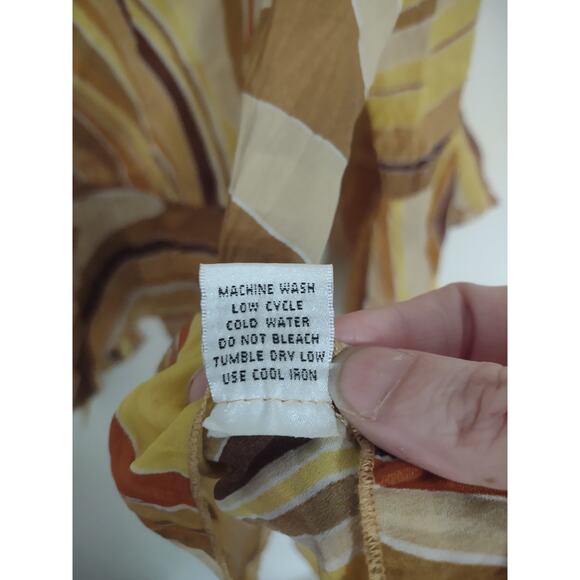 Jaipur‎ Bohemian Crinkle Chiffon Blouse XXL Retro 70s Lagenlook Groovy Hippie - Picture 5 of 6